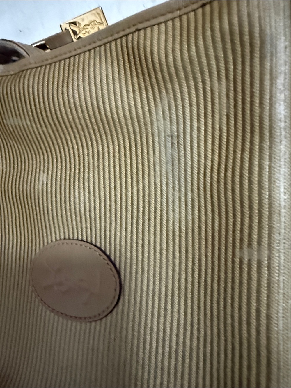 Yves Saint Laurent Gold Textured Toiletry Bag with YSL Oval Medallion - Picture 13 of 16